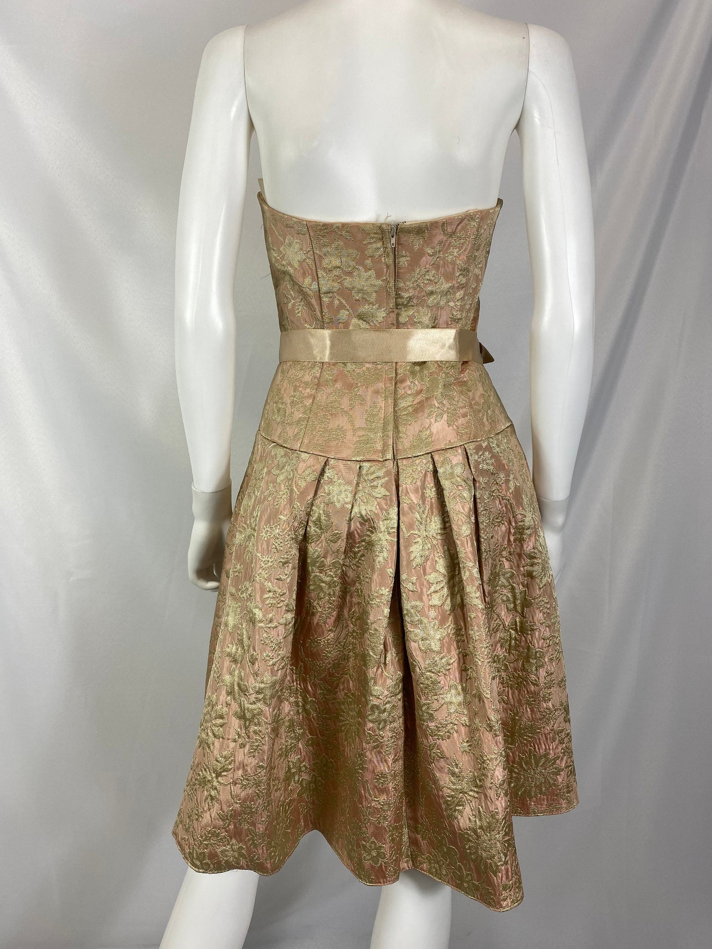 Dusty Rose Fully Lined Strapless Floral Dress By Gunne Sax Designer Jessica McClintock \ Size 10 \ See Measurements \ Made In The USA