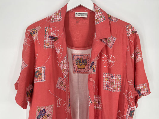 Cute Vintage Layered Button Up By Alfred Dunner / Size 14 / View Description For Measurements And Condition Details