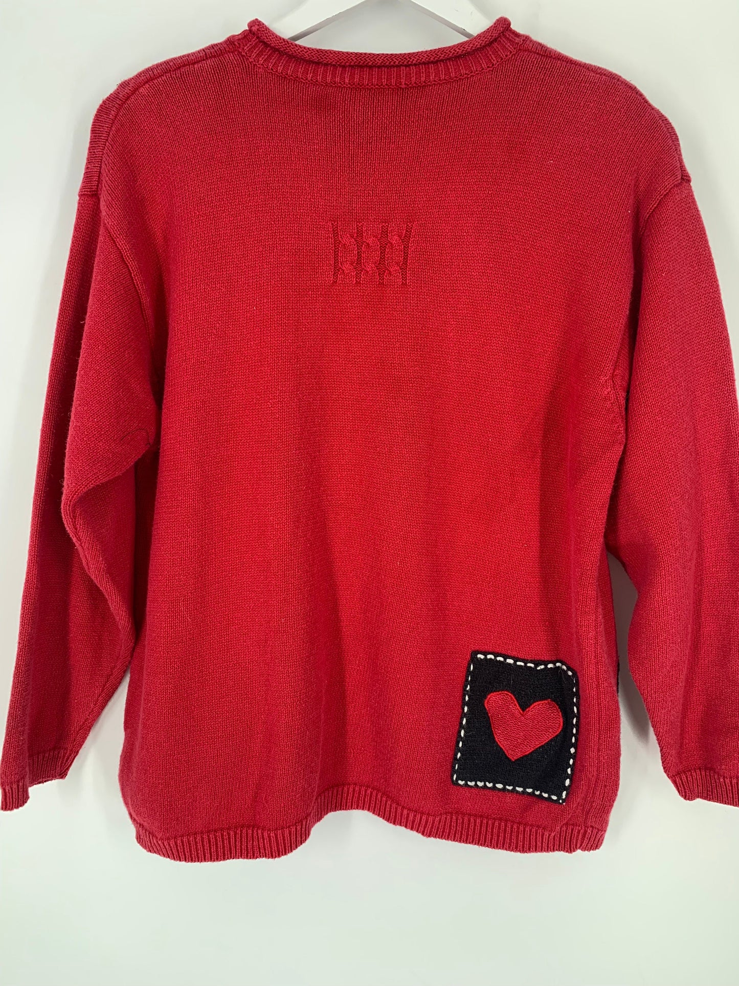 80's Vintage Playing Cards Embroidered Sweater With Shoulder Pads By Marisa Christina / Size L / Please See Item Measurements & Description