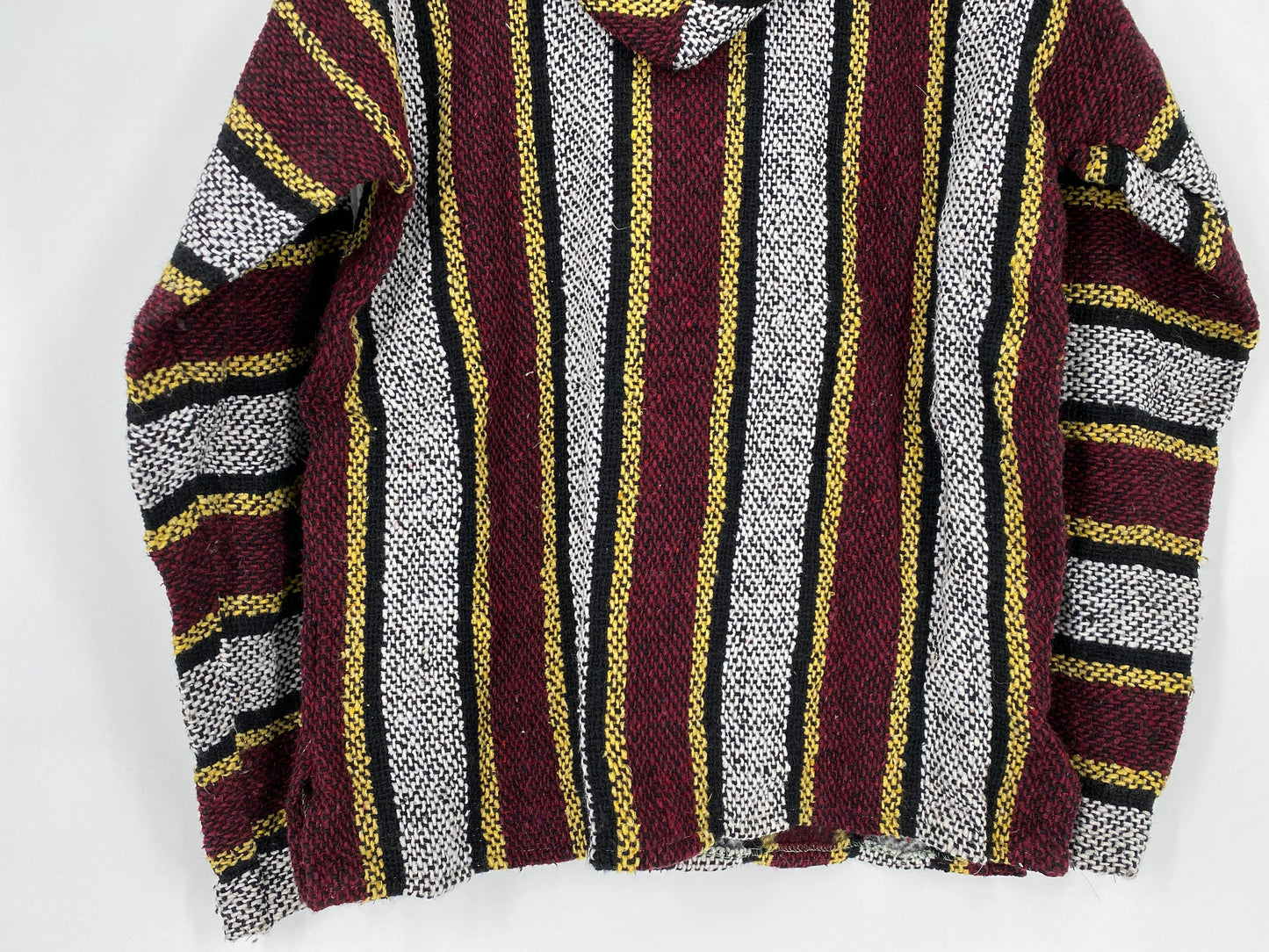 Maroon And Yellow Striped Baja Hoodie By Artesanias Mickey \ Size M \ Please See Item Description And Measurements