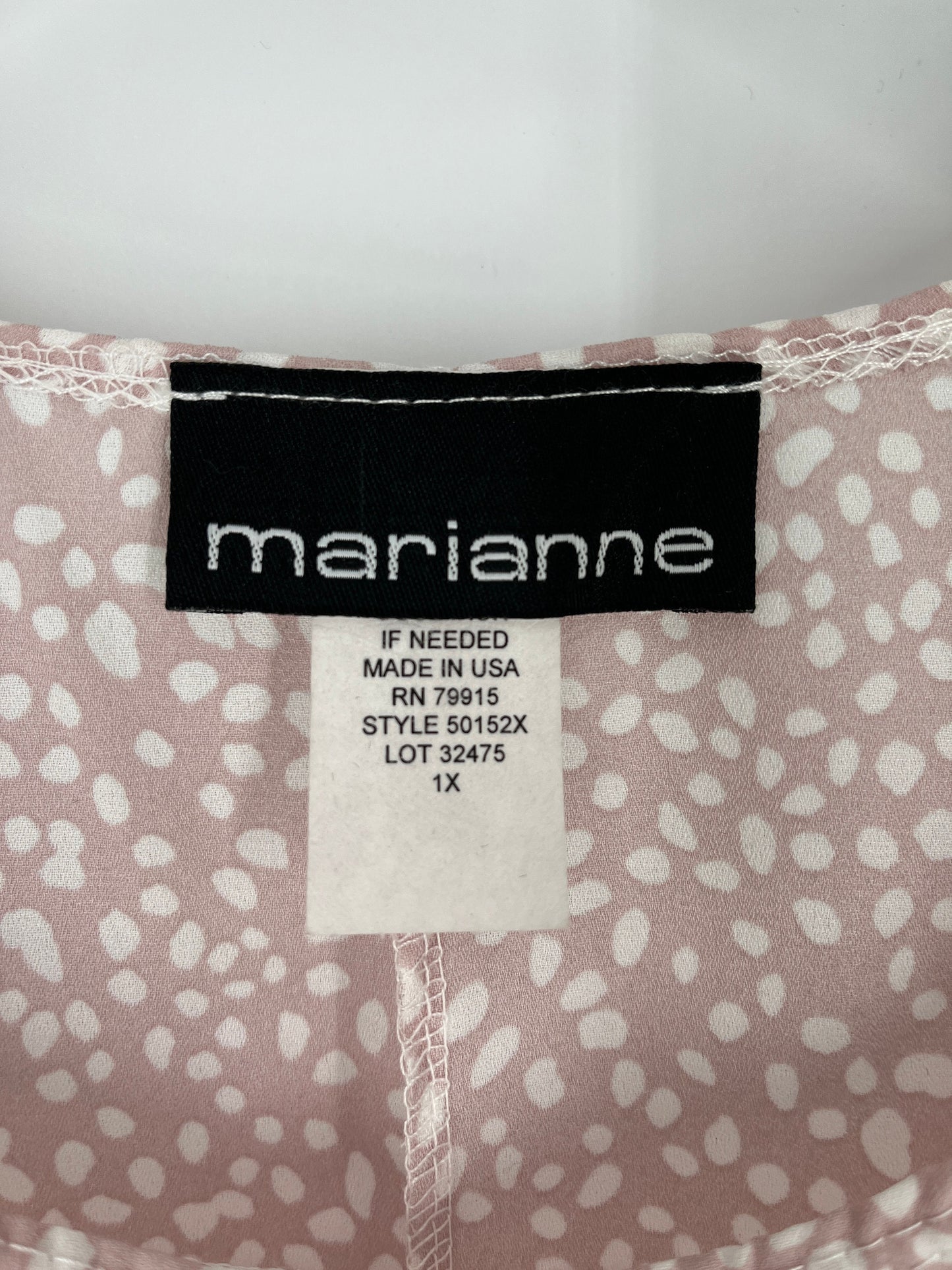 Pale Pink Tank Top With White Dots By Marianne / Size 1X / View Description For Measurements And Condition Details