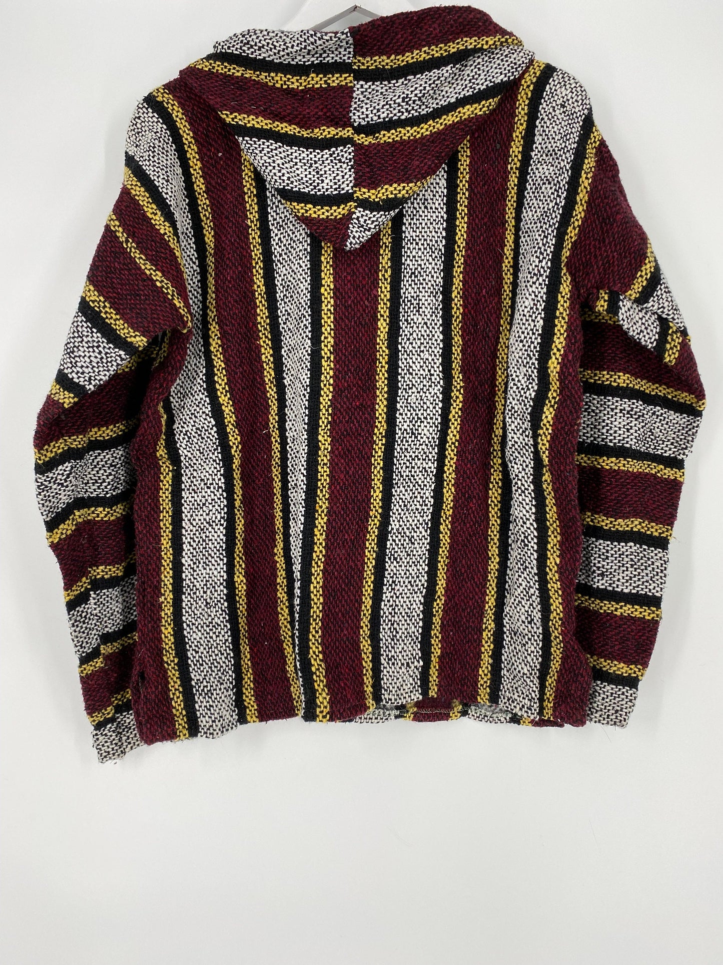 Maroon And Yellow Striped Baja Hoodie By Artesanias Mickey \ Size M \ Please See Item Description And Measurements