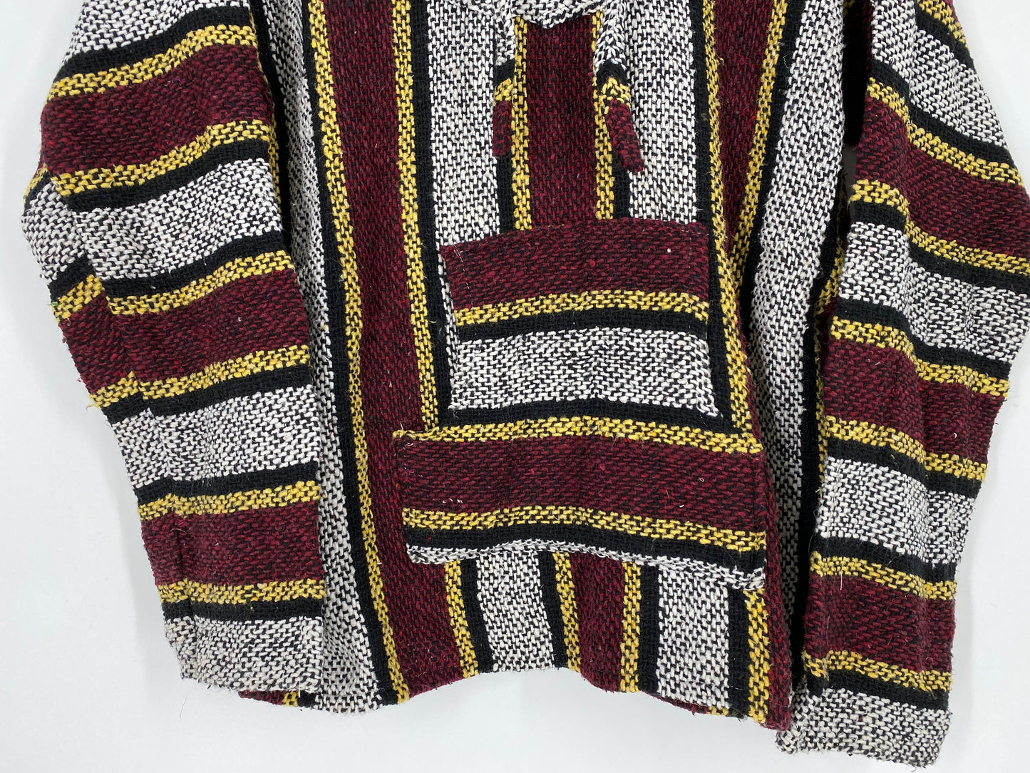 Maroon And Yellow Striped Baja Hoodie By Artesanias Mickey \ Size M \ Please See Item Description And Measurements