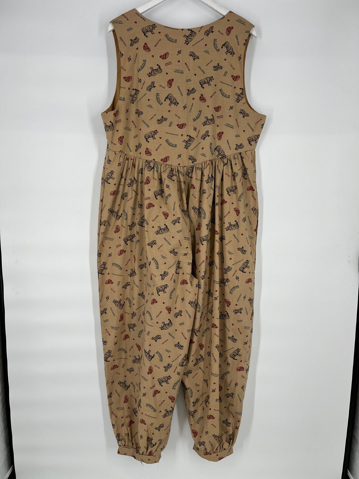 Handmade Farm Patterned Jumpsuit By Anne's Crafts / Size Large / View Description For Measurements And Condition Details