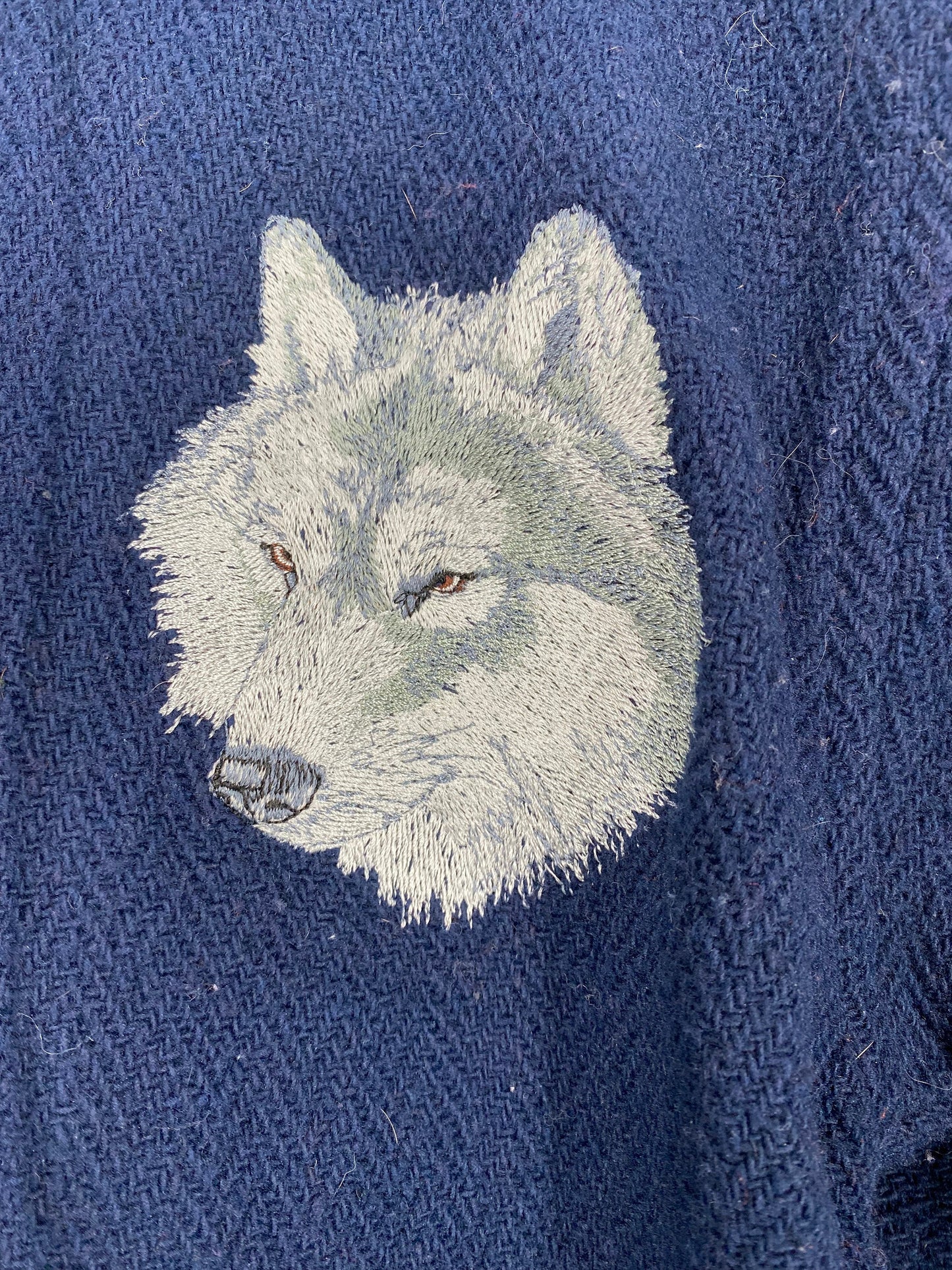 Blue Baja Hoodie With Embroidered Wolf Head And Leather Tie By Earth Ragz \ Size M \ PLEASE See Item Description And Measurements