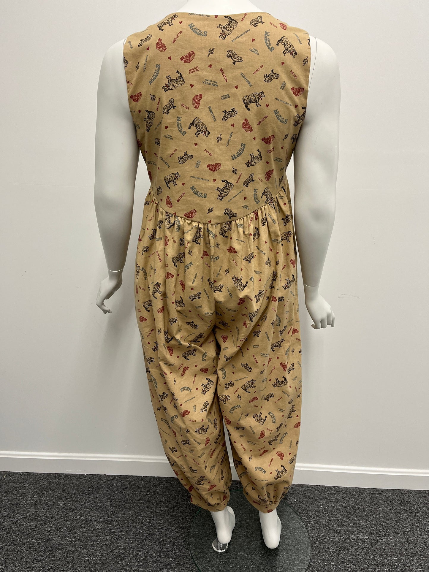 Handmade Farm Patterned Jumpsuit By Anne's Crafts / Size Large / View Description For Measurements And Condition Details